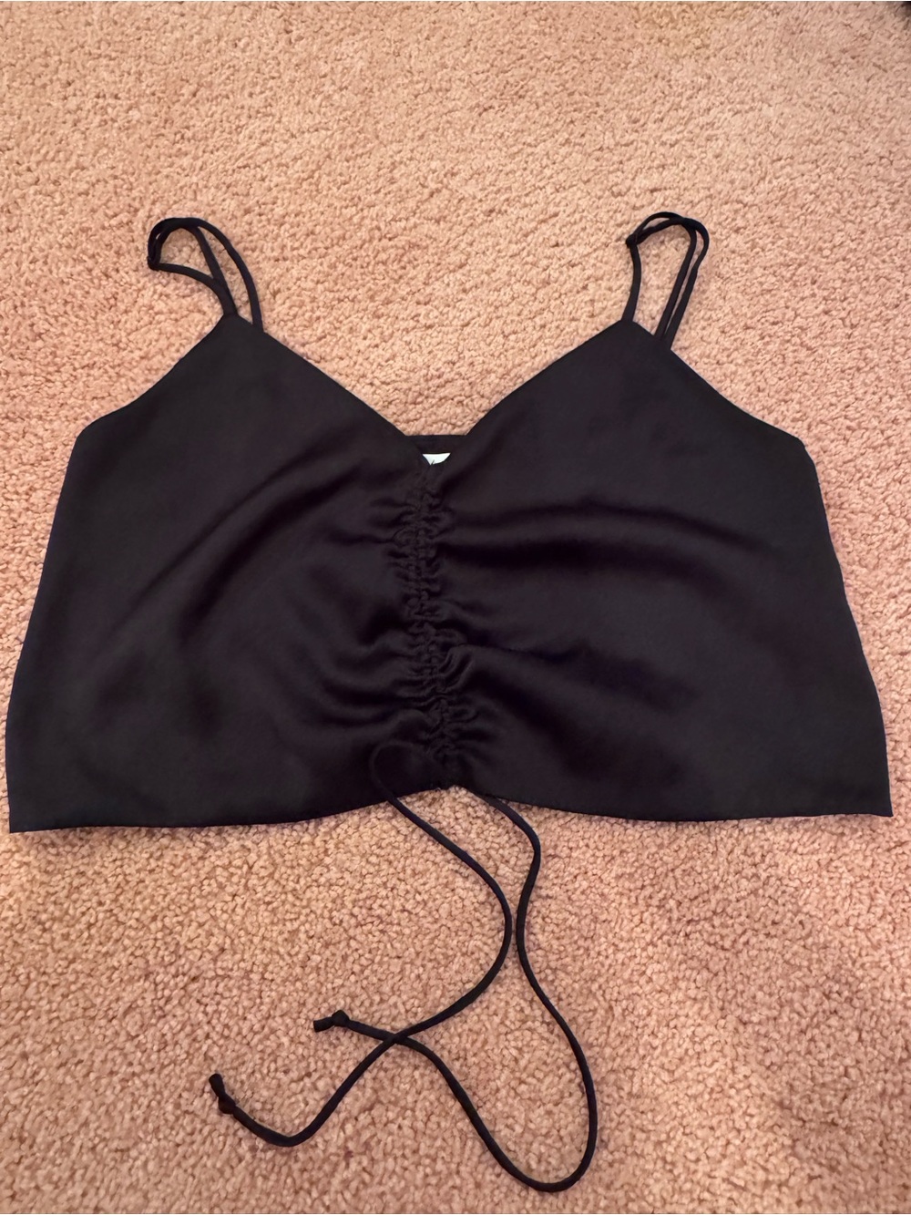 Wilfred Black Ruched Drawstring Cami Crop Top